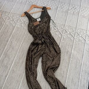 Style Rack Glittering Sleeveless Jumpsuit - Black